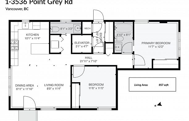 1 3536 POINT GREY ROAD Kitsilano