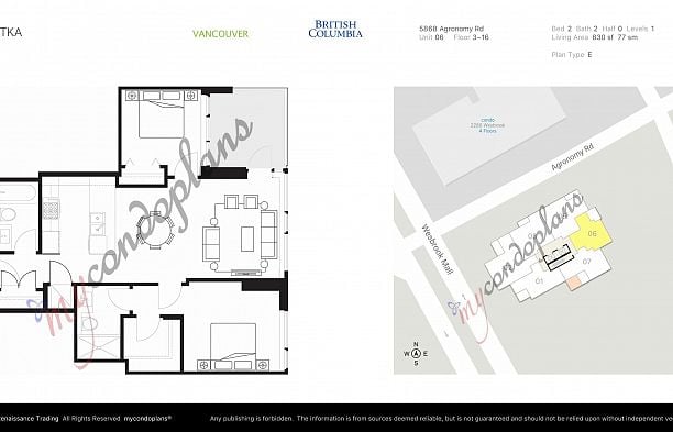 306 5868 AGRONOMY ROAD, Vancouver BC V6T 0B5 University VW