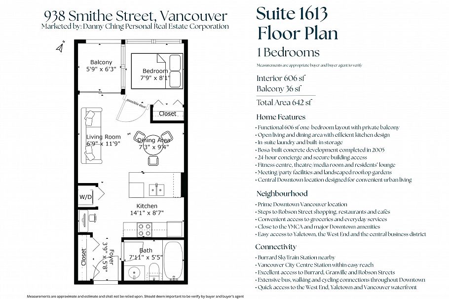 1613 938 Smithe Street Vancouver, BC - 1